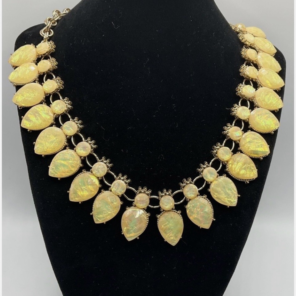 Gold-Tone Yellow Opal Teardrop Statement Necklace